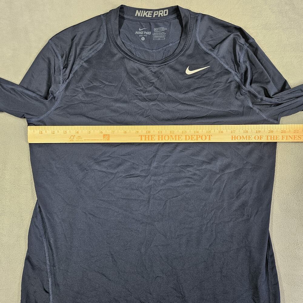 Nike Pro Shirt Mens Large Blue Fitted Dri Fit Stretch Lightweight Athletic Train - Picture 7 of 10